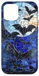 iPhone 14 Halloween Bat Night Sky Moon Stars Faux Stained Glass Mosaic Case