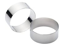 KitchenCraft KCRINGLRG Cooking Rings, Stainless Steel, 9 x 3.5 cm, Set of 2, Silver