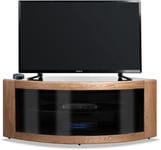 Homeology PANGEA Black Oak Beam-Thru Curved Tru-Corner 32"-50" TV Cabinet