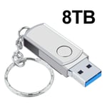 Clé USB 2024 haute vitesse en métal,clé USB,clé USB,16 To,8 To,4 To,2 To,mémoire SSD portable,3.0 - Type silver 8TB