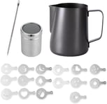 350ml Stainless Steel Milk Frothing Jug–Black Barista Pitcher for Coffee Machine