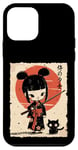 iPhone 12 mini Cute Kawaii Samurai Girl with Katana & Cat Japanese Anime Case