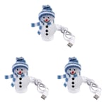 3-pack Julglödande Snögubbe LED-lampa USB Nattlampa RGB 7 Färger Blinkande Ljus Sovrumsbordlampa 3pcs