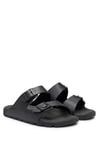 BOSS Mens Surfley Sand Twin-strap sandals in rubberised faux leather Size 6