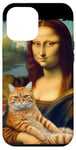 Coque pour iPhone 12 Pro Max Mona Lisa tenant un chat Portrait d'art Peinture Kitty Cat