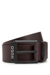 HUGO Hommes Gelio-B Sz40 Ceinture en cuir avec boucle noir mat à logo