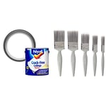 Polycell PLCCFCSM25L Crack-Free Ceilings Smooth Matt - 2.5 L, White and Harris Essentials Walls & Ceilings Paint Brush Set | Pack of 5 | 0.5", 1", 1.5", 2"