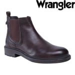 Wrangler Boots Mens Freedom Chelsea Desert Western Dark Brown Leather Side Zip