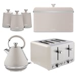 Tower Cavaletto Pyramid Kettle, 4 Slice Toaster, Bread Bin Canisters Kitchen Set