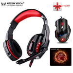 KOTION CHAQUE G9000 Jeu Casque 3.5mm Écouteur PS4 Casque Gaming Casque Avec Micro Pour PC Portable playstation 4-G9000 souris rouge