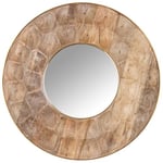 DRW Miroir Mural Rond en Bois et Chant doré Naturel 91 x 91 x 3 cm