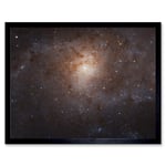 Hubble Space Telescope Image Triangulum Spiral Galaxy M33 Crop Blue Orange Star Birthing Region Art Print Framed Poster Wall Decor