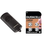 Hörmann 45117361 Émetteur Portatif/Télécommande pour Porte de Garage, Noir & Duracell 2032 Pile Bouton Lithium 3V, Lot de 4, avec Technologie Baby Secure, pour Porte-clés, balances et dispositifs