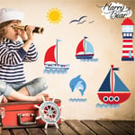 Kids Wall Stickers Childrens Sail Boat Ship Pirate Kids Vinyl Wall Decals