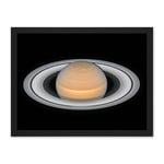 Artery8 Hubble Space Telescope Image Saturn Opposition 2018 Portrait Of Opulent Ring World Solar System Gas Giant Planet Artwork Framed Wall Art Print 18X24 Inch