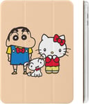 Crayon Shin-Chan Hello Kitty Étui Pour Ipad 2020 Matériau Tpu Antichoc Réglage Automatique De L'angle De Veille/Réveil Mignon Transparent Housse De Protection 10.2in