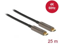 Delock - Kabel För Video / Ljud - 24 Pin Usb-C Hane Till 24 Pin Usb-C Hane - 25 M - Fiberoptisk - Svart - Active Optical Cable (Aoc), 4K60hz (3840 X 2160) Stöd