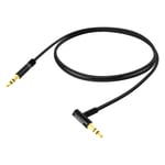 Câble Audio Jack 3.5 mm Mâle-Mâle Auxiliaire Embout coudé à 90° 1m - Noir
