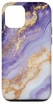 iPhone 13 Pro Elegant White Abstract Purple Stone Design Case