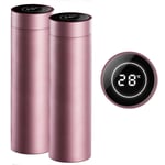 SOGA 2X 500ML Stainless Steel Smart LCD Thermometer Display Bottle Vacuum Flask Thermos Rose Gold - SmartBottleThermoRGDX2