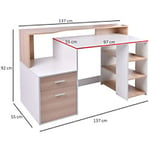 HOMCOM Desk with Shelves x 1370 x 550 mm Oak