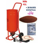 Equipement Express Sicoba - Sableuse Aérogommeuse mobile sur Roulettes 90lb 41kg + 20 Buses + Sac 20kg d'Abrasif Garnet 80A+ Mesh