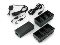 Zebra Dual 3-Slot Battery Charger Connected via Y Cable - batterilader