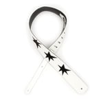 D'Addario Deluxe Leather Guitar Strap, Star Patches, White with Black