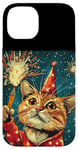 iPhone 14 New Year Cheer with this Happy and Funny looking Cat Design Case