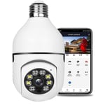 CAMCAMP Bulb Camera 1080P WiFi inomhus trådlös 360° panoramisk spionkamera med färg nattseende, onlinelagring