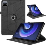 Mo-Bte Tablette Coque Pour Xiaomi Pad 6/Pad 6 Pro 11"" 2023 Pu Cuir 360°Rotatif Multi-Angle Stand Flip Cover Arbre De Vie Rotating Étui Housse Avec Veille/Réveil Automatique Protection Case,Noir