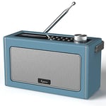 Radio Portable Dab/Dab Plus et Radio FM à Pile, Poste Radio Vintage et Retro avec Enceinte Bluetooth, Radio Portable Piles et Secteur avec Batterie Rechargeable par USB, 15 Heures d’Autonomie