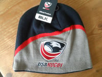 USA RUGBY BLK OFFICIAL GREY / NAVY BEANIE HAT Casquette Hut Mens OSFM shelf4