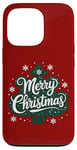 Coque pour iPhone 13 Pro Arbre vert festif joyeux Noël vacances d'hiver joie