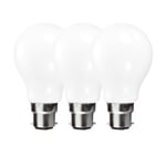 9 Watts GLS B22 BC Bayonet LED Light Bulb Opal Warm White Dimmable, Pack of 3