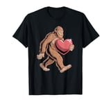 Funny Valentines Day Bigfoot Heart Sasquatch Lover Men Boy T-Shirt