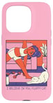 iPhone 15 Pro Fluffy Cat Yoga Stretch Cozy Home Yoga Cute Retro Comic Case