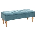 Banc Coffre en Velours "Hiver" 102cm Bleu