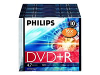 Philips Dr4s6s10f - 10 X Dvd+R - 4.7 Gb (120 Min) 16X - Tunt Cd-Fodral