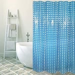 MSV, Rideau de Douche, en PVC, Revêtement antibactérien, 100% Vinyle, Design Moderne, Anneaux Inclus, Revêtement antibactérien et Hydrofuge, Lavable à 40°c, Bleu Foncé, 180 x 200 cm