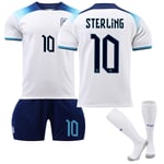 22-23 World Cup England Hemma T-shirt fotbollsuniform för vuxna barn - Perfet No.10 Raheem Sterling 24