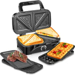 Appareil Croque Monsieur 3 en 1 1200W noir Vendos85