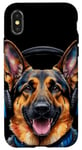 Coque pour iPhone X/XS Berger Allemand Écouteurs Chien Alsacien Animaux Imprimé