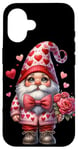 iPhone 16 Heart Gnome Graphic And Valentines Flowers For Her Cute Love Case