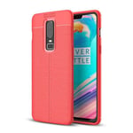 Oneplus 6      Leather Texture Case    Red