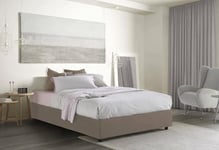 Talamo Italia - Lit double Azzurra, lit coffre en tissu, ouverture frontale, adapté pour matelas 140x190 cm, 100% Made in Italy, Gris tourterelle