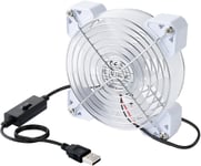 Ventilateur USB 120 mm 5 V avec 3 vitesses réglables (1100/1300/1500 tr/min), RVB, pour PC, 120 mm, compatible avec ordinateur/PS4/TV Box/récepteur/cabine AV/routeur