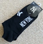 3 Pairs NY YANKEES Black LOW CUT Trainer SOCKS 6-8 39-42 New York Baseball Draw