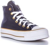 Converse A08860C Chuck Taylor All Star Lift Platform Trainer Navy Gold UK 3 - 7