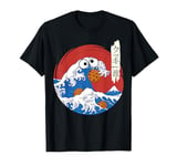 Great Wave Monster Eating Cookies Japanese Kanji Cookie Wave T-Shirt